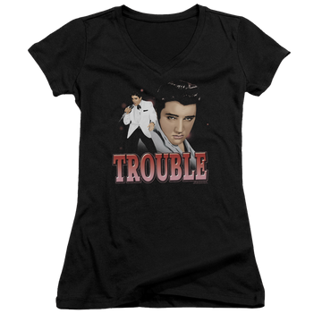 Elvis Presley Trouble - Juniors V-Neck T-Shirt Juniors V-Neck T-Shirt Elvis Presley   
