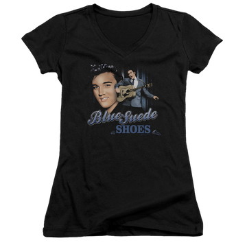 Elvis Presley Blue Suede Shoes - Juniors V-Neck T-Shirt Juniors V-Neck T-Shirt Elvis Presley   