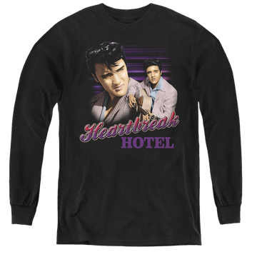 Black youth long sleeve t-shirt with Elvis Presley Heartbreak Hotel graphic