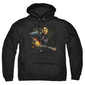 Black pullover hoodie with Elvis Presley 1968 graphic