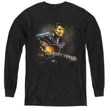 Black youth long sleeve t-shirt with Elvis Presley 1968 graphic