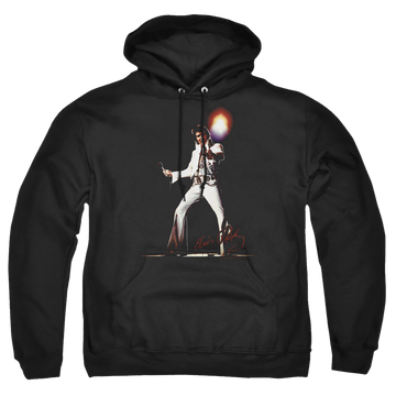 Black pullover hoodie with Elvis Presley Glorious graphic