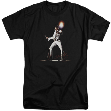Black men's tall fit t-shirt with Elvis Presley Glorious graphic
