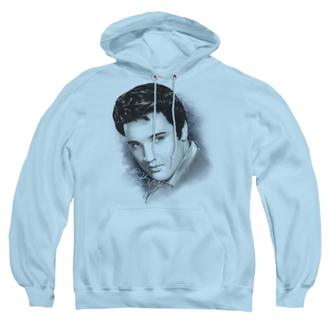 Light blue pullover hoodie with Elvis Presley Dreamy graphic