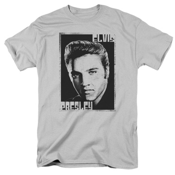 Silver men's regular fit t-shirt with Elvis Presley Graphic Portrait graphic
