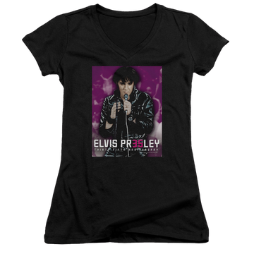 Elvis Presley 35 Leather - Juniors V-Neck T-Shirt Juniors V-Neck T-Shirt Elvis Presley   