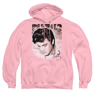 Pink pullover hoodie with Elvis Presley Star Light graphic