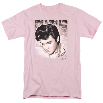 Pink men's regular fit t-shirt with Elvis Presley Star Light graphic