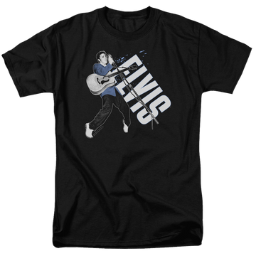 Black men's regular fit t-shirt with Elvis Presley On His Toes graphic