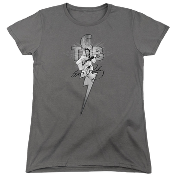 Charcoal women's t-shirt with Elvis Presley Tcb Ornate graphic