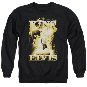 Black men's crewneck sweatshirt with Elvis Presley The King graphic