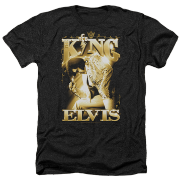 Charcoal men's heather t-shirt with Elvis Presley The King graphic