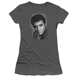 Elvis Presley Grey Portrait - Juniors T-Shirt Juniors T-Shirt Elvis Presley   
