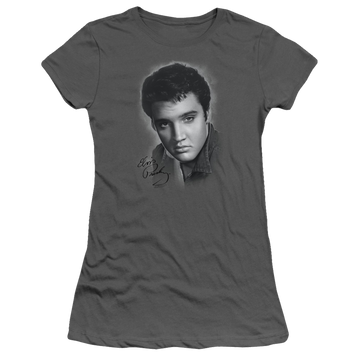 Elvis Presley Grey Portrait - Juniors T-Shirt Juniors T-Shirt Elvis Presley   