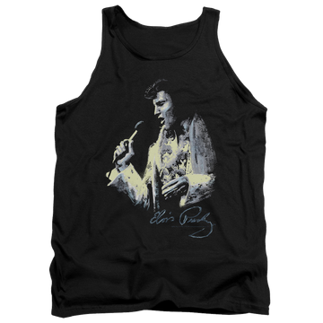 Black men's tank with Elvis Presley Painted King graphic