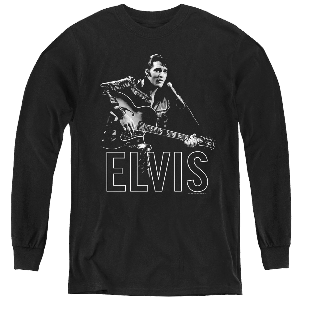 Elvis Presley Guitar In Hand - Youth Long Sleeve T-Shirt Youth Long Sleeve T-Shirt Elvis Presley   