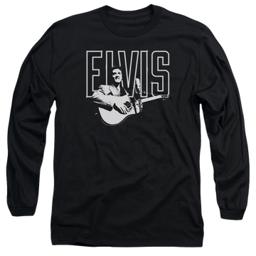 Black men's long sleeve t-shirt with Elvis Presley White Glow graphic