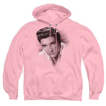 Pink pullover hoodie with Elvis Presley The Stare graphic