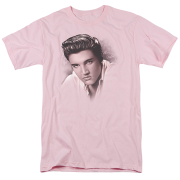Pink men's regular fit t-shirt with Elvis Presley The Stare graphic
