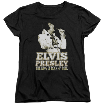 Black women's t-shirt with Elvis Presley Golden graphic