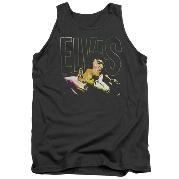 Charcoal men's tank with Elvis Presley Multicolored graphic