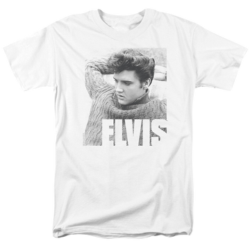 White men's regular fit t-shirt with Elvis Presley Relaxing graphic