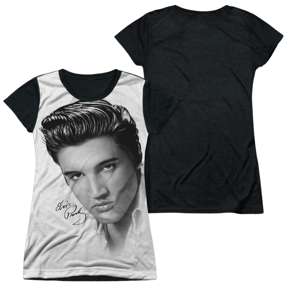 Elvis Presley Stare 2 - Juniors Black Back T-Shirt Juniors Black Back T-Shirt Elvis Presley   