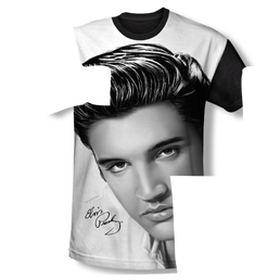 Elvis Presley Stare 2 - Youth Black Back T-Shirt (Ages 8-12) Youth Black Back T-Shirt (Ages 8-12) Elvis Presley   