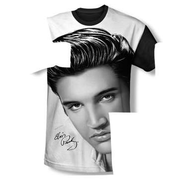 Elvis Presley Stare 2 - Youth Black Back T-Shirt (Ages 8-12) Youth Black Back T-Shirt (Ages 8-12) Elvis Presley   
