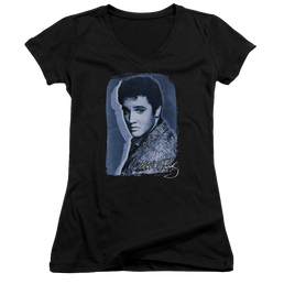 Elvis Presley Overlay - Juniors V-Neck T-Shirt Juniors V-Neck T-Shirt Elvis Presley   