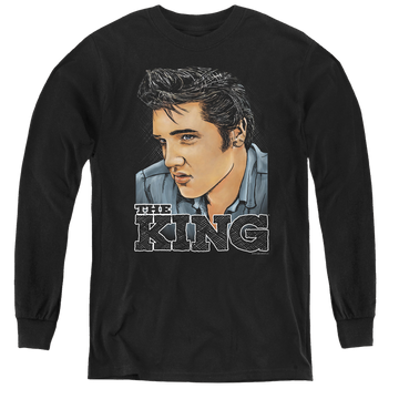 Black youth long sleeve t-shirt with Elvis Presley Graphic King graphic