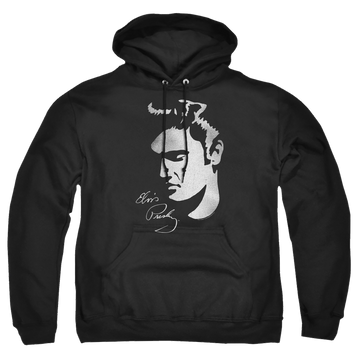 Black pullover hoodie with Elvis Presley Simple Face graphic