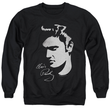 Black men's crewneck sweatshirt with Elvis Presley Simple Face graphic