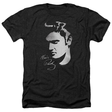 Charcoal men's heather t-shirt with Elvis Presley Simple Face graphic