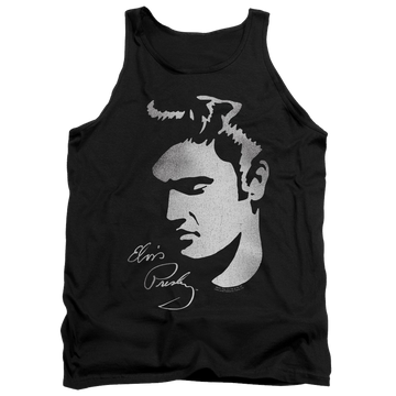 Black men's tank with Elvis Presley Simple Face graphic