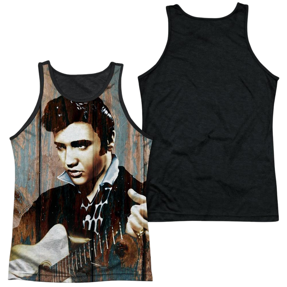 Elvis Presley Woodgrain Men's Black Back Tank Men's Black Back Tank Elvis Presley   