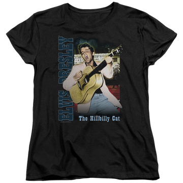 Black women's t-shirt with Elvis Presley Memphis graphic