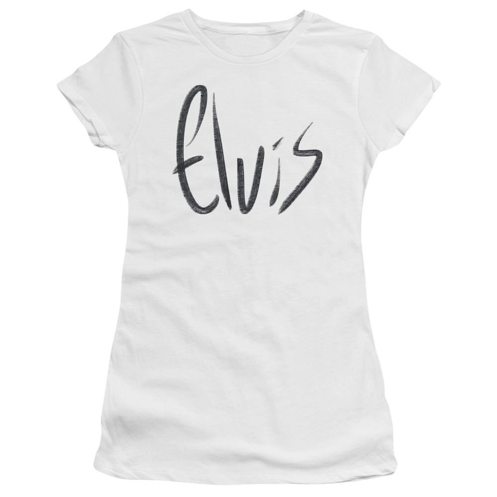 Elvis Presley Sketchy Name - Juniors T-Shirt Juniors T-Shirt Elvis Presley   