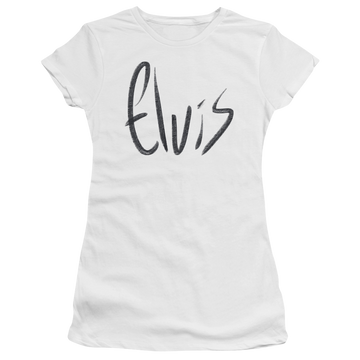 Elvis Presley Sketchy Name - Juniors T-Shirt Juniors T-Shirt Elvis Presley   
