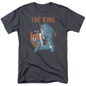 Charcoal men's regular fit t-shirt with Elvis Presley Mic In Hand graphic