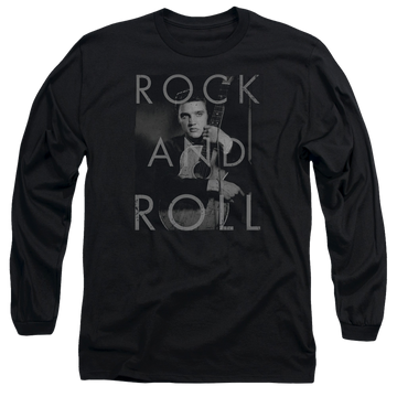 Black men's long sleeve t-shirt with Elvis Presley Rock And Roll graphic