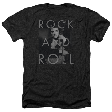Charcoal men's heather t-shirt with Elvis Presley Rock And Roll graphic