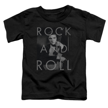 Black toddler t-shirt with Elvis Presley Rock And Roll graphic