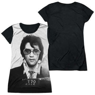 Elvis Presley Mugshot - Juniors Black Back T-Shirt Juniors Black Back T-Shirt Elvis Presley   