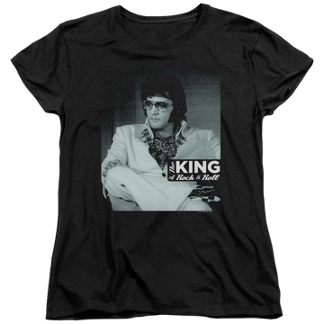 Black women's t-shirt with Elvis Presley Good To Be graphic
