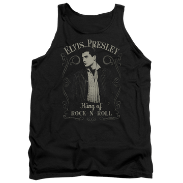 Black men's tank with Elvis Presley Rock Legend graphic
