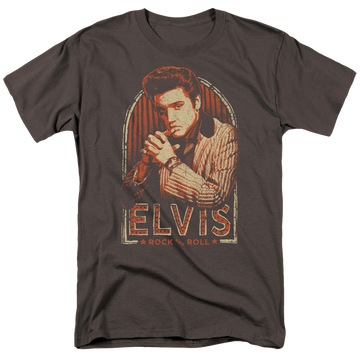 Charcoal men's regular fit t-shirt with Elvis Presley Stripes graphic
