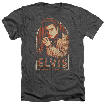Charcoal men's heather t-shirt with Elvis Presley Stripes graphic