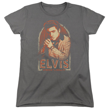 Charcoal women's t-shirt with Elvis Presley Stripes graphic