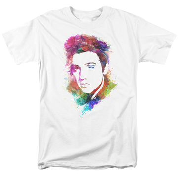 White men's regular fit t-shirt with Elvis Presley Watercolor King graphic